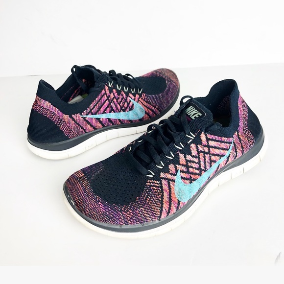 Nike Shoes - Nike Black Purple Free Flyknit 4.0 Sneakers Sz 8.5